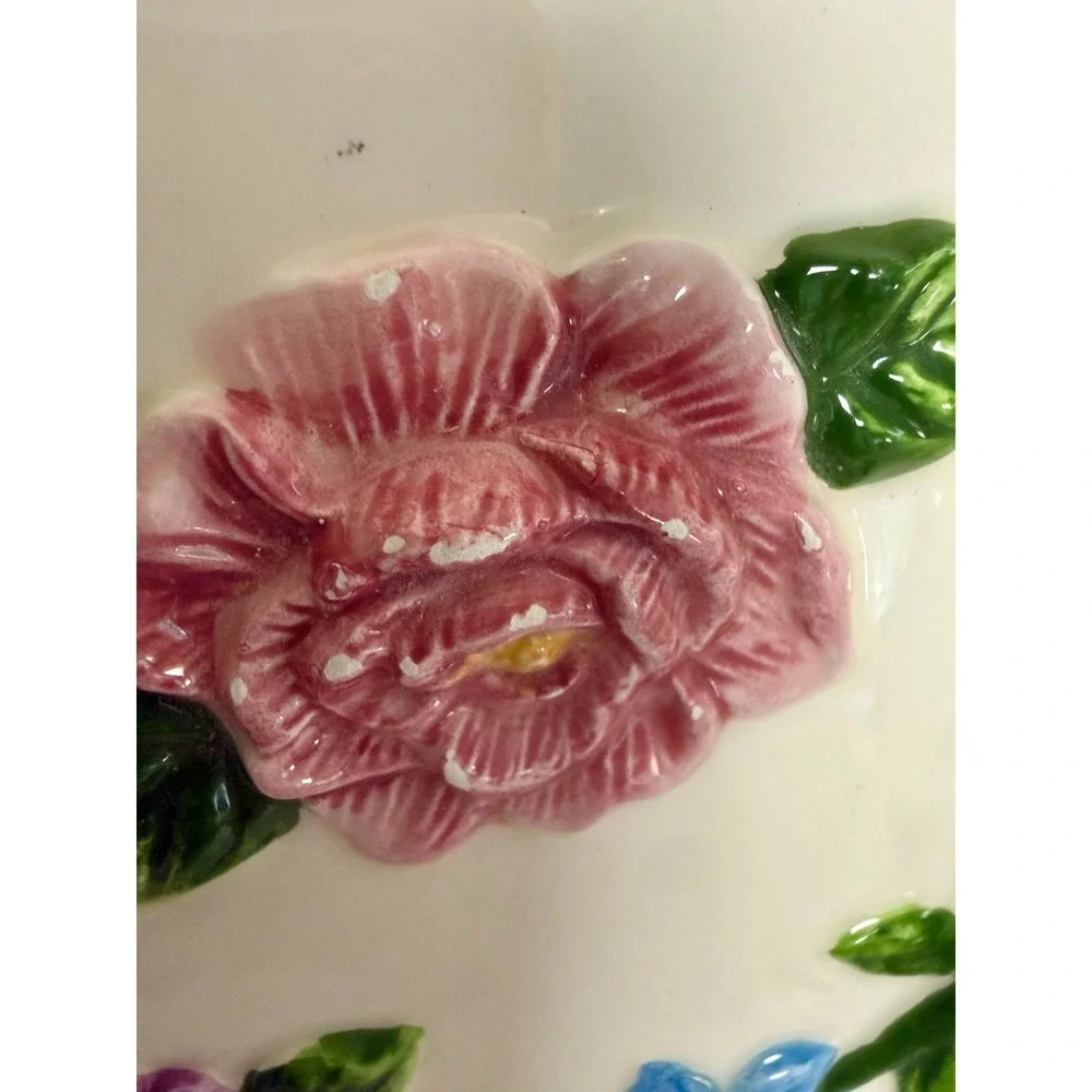 Rare VTG  1999 Debco Floral Ceramic 5 Bowl Serving Tray Platter Set Unused